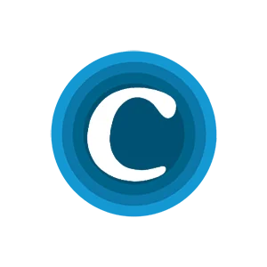 蓝色同心圆图标,中间是一个白色字母 C