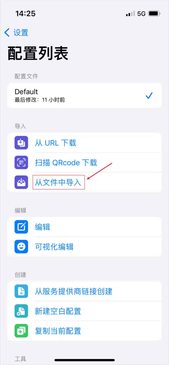 Stash 配置列表，导入组里的从文件中导入被红框圈出